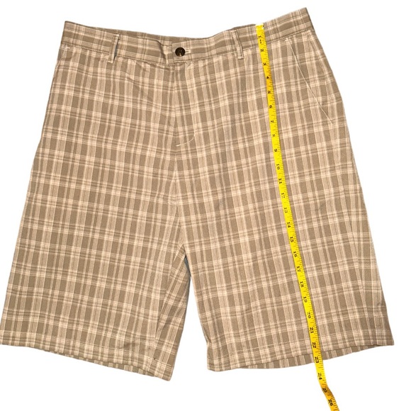 Adidas Plaid Chino Golf Shorts Men’s Size 34 Tan Pockets Casual Lightweight - Picture 5 of 7